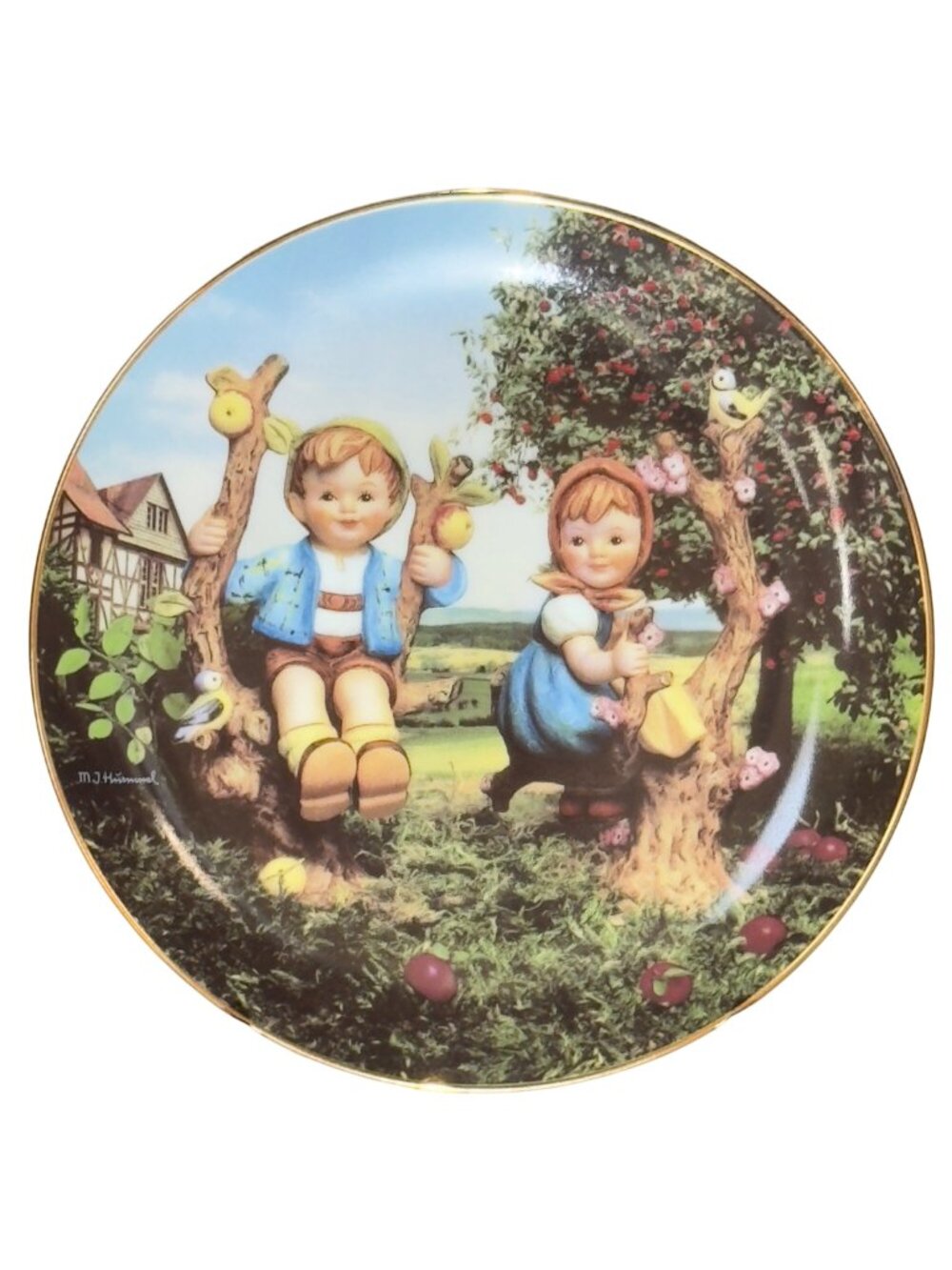 M.J. Hummel "Apple Tree Boy & Girl" Plate  Limited Edition Danbury Mint